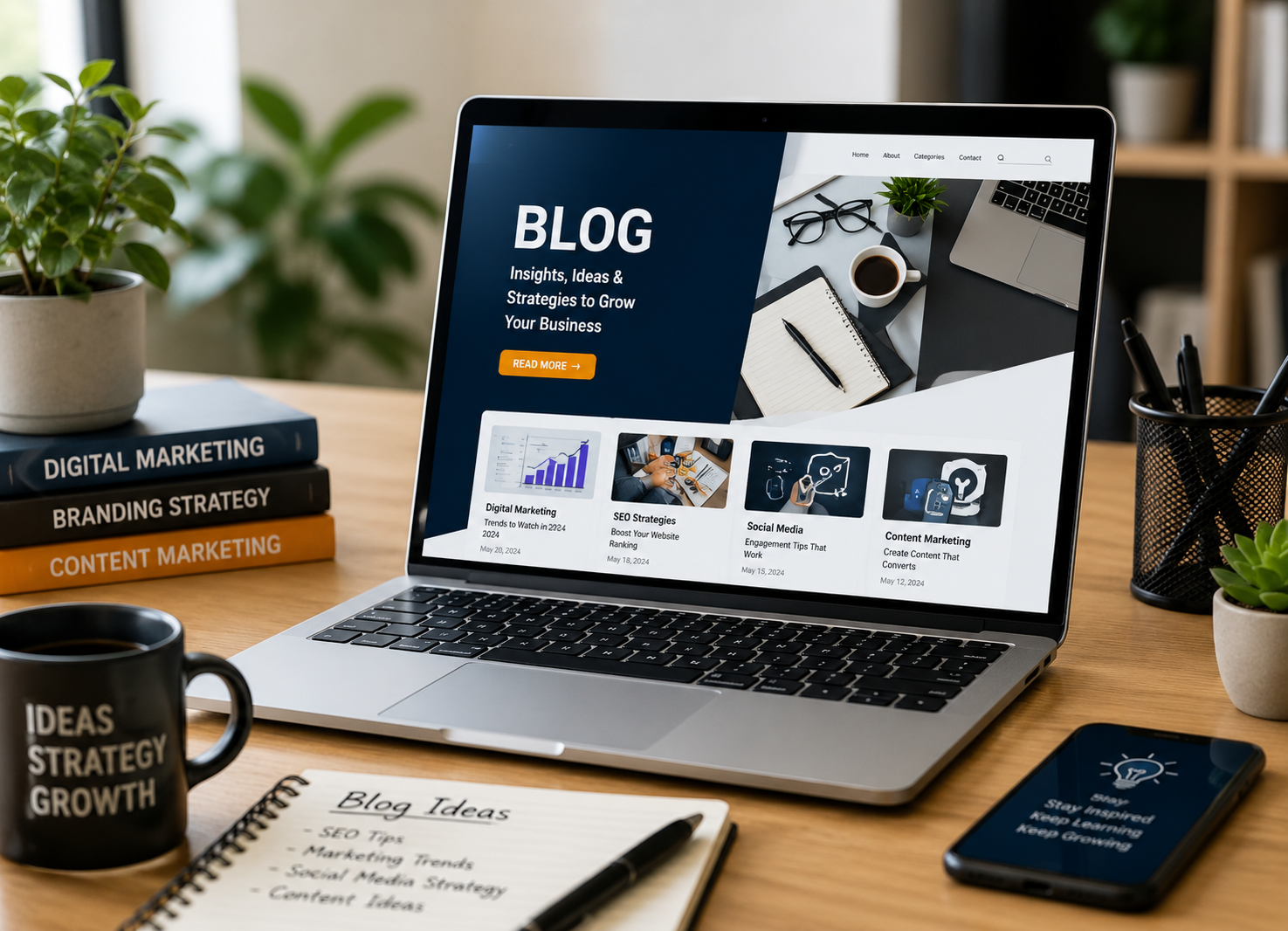 Digital marketing blog workspace